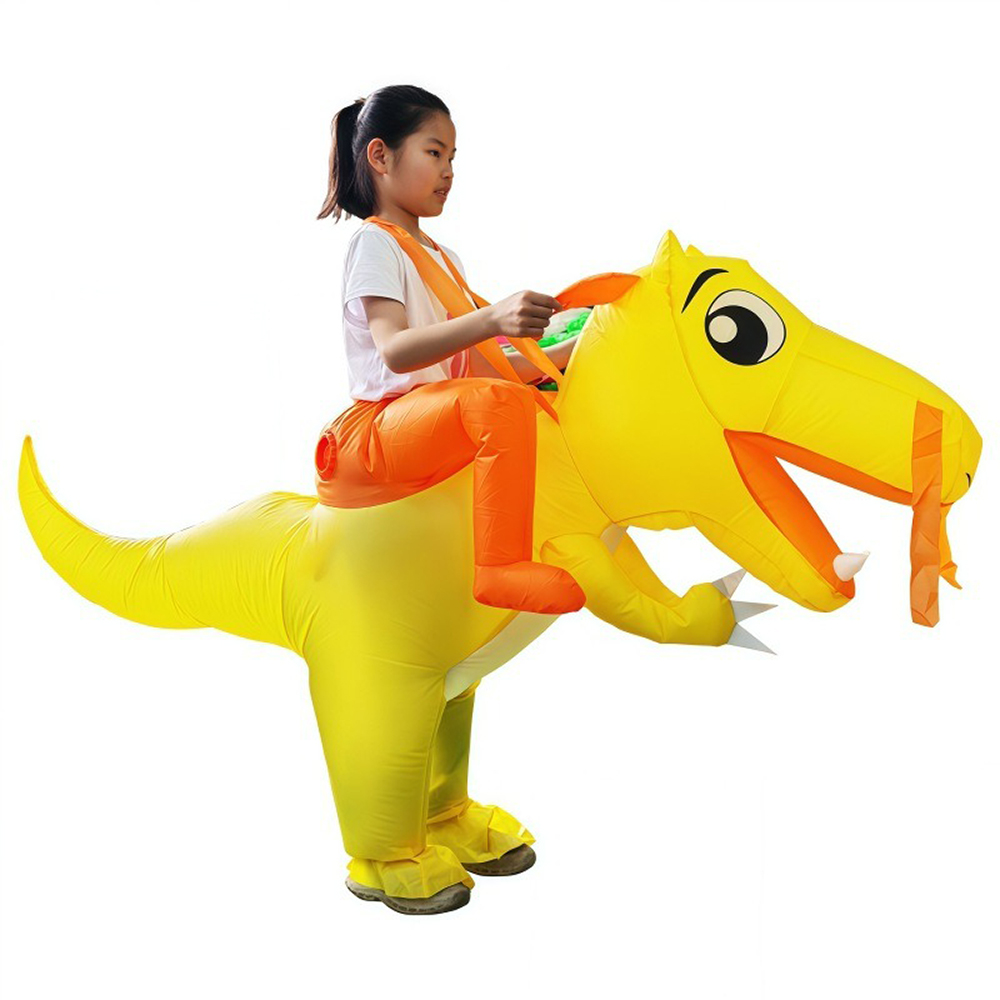 Inflatable Dinosaur Costume Adult - Kinder-Dinosaurier-Reitkostüm Aufblasbarer Anzug Gelbes Tier-Cartoon-Kostüm Festival-Party
