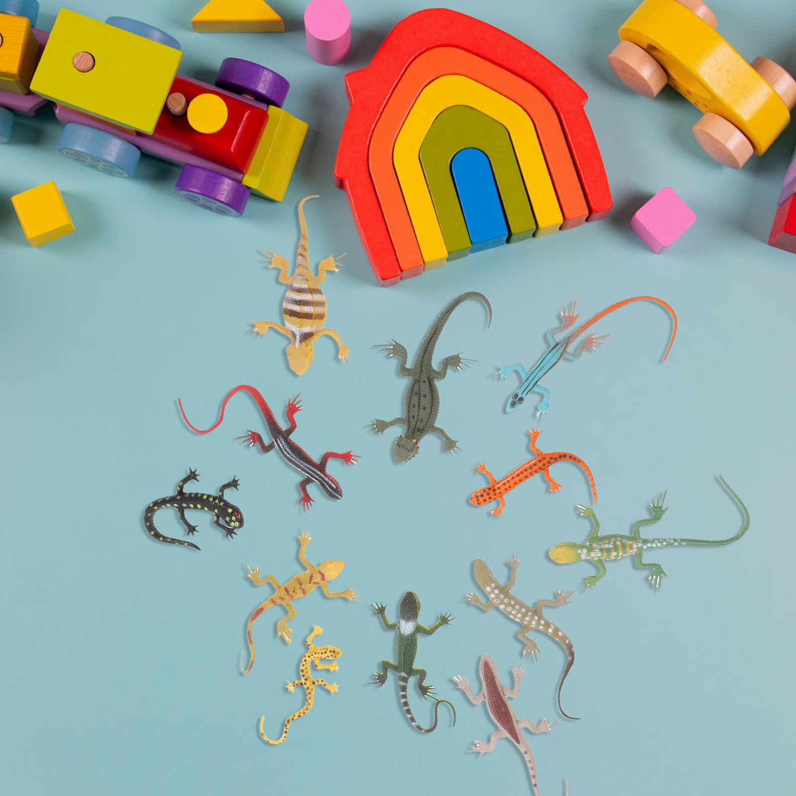 Prank Toys - 12 Stück realistische Geckosimulation, gruselige Party-Requisiten,