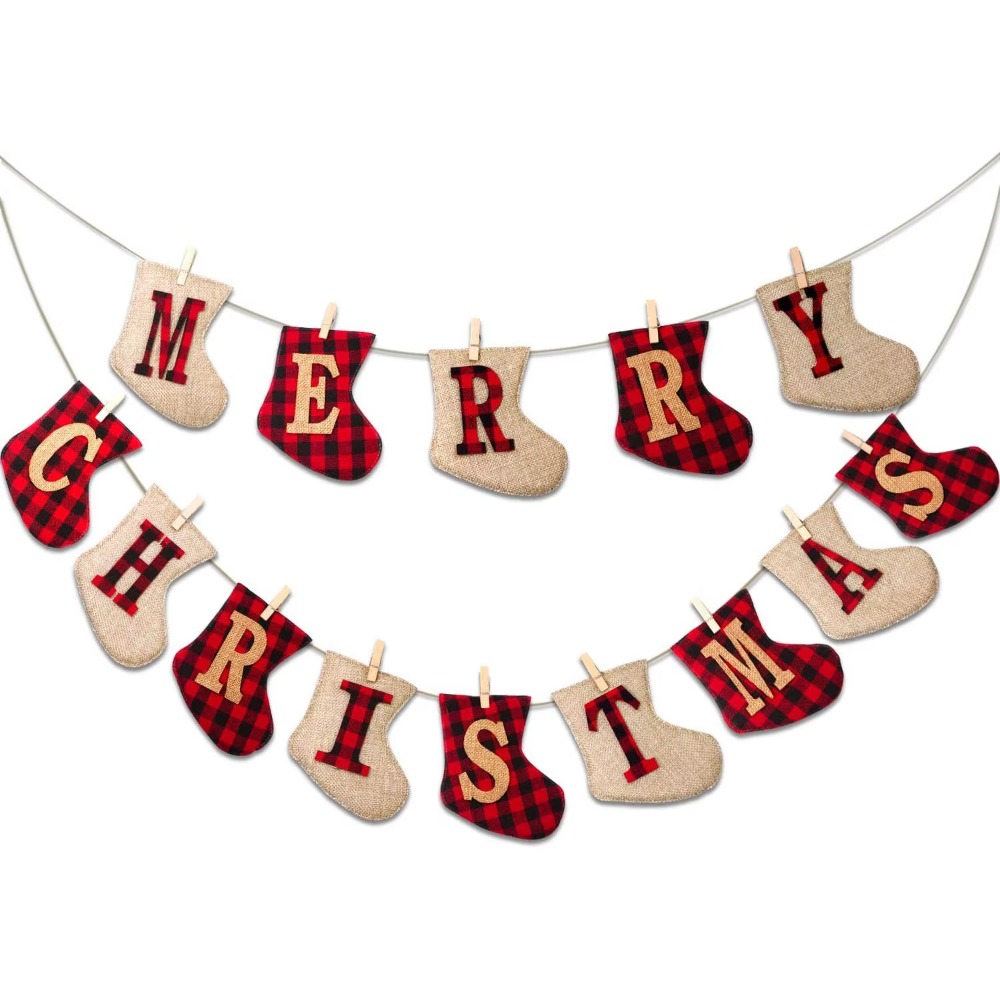 Party Supplies - Sockenförmige Weihnachtsanhänger, rustikale Weihnachtsdekoration für den