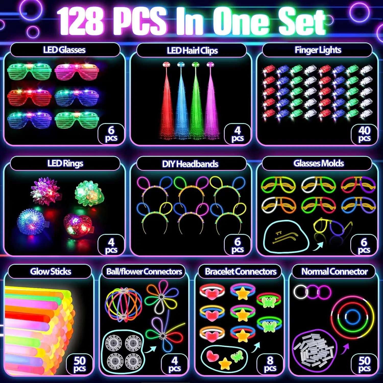 128-teiliges Set Leuchtende Br – Glow In The Dark Party Glasses Bewertung und Preis