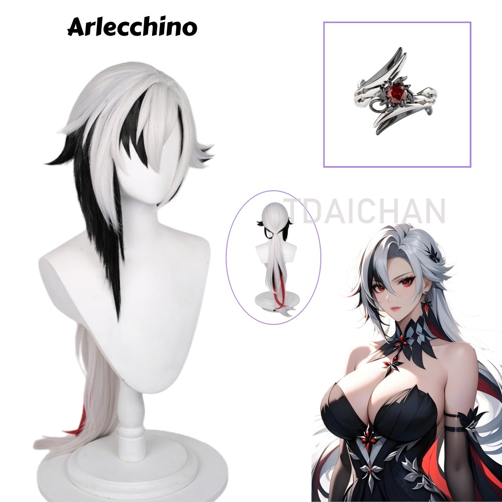 Genshin Impact Arlecchino Cosp – Anime Cosplay Wig Heat Resistant Bewertung und Preis